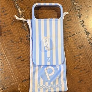 Loopy Case Blue and White Striped Phone Case with Loop